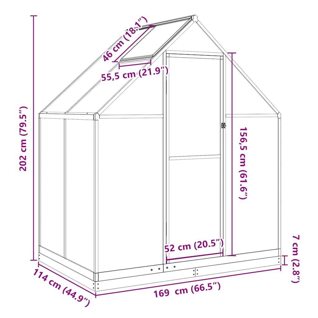 Telaio Serra con Base Antracite 169x114x202 cm in Alluminio
