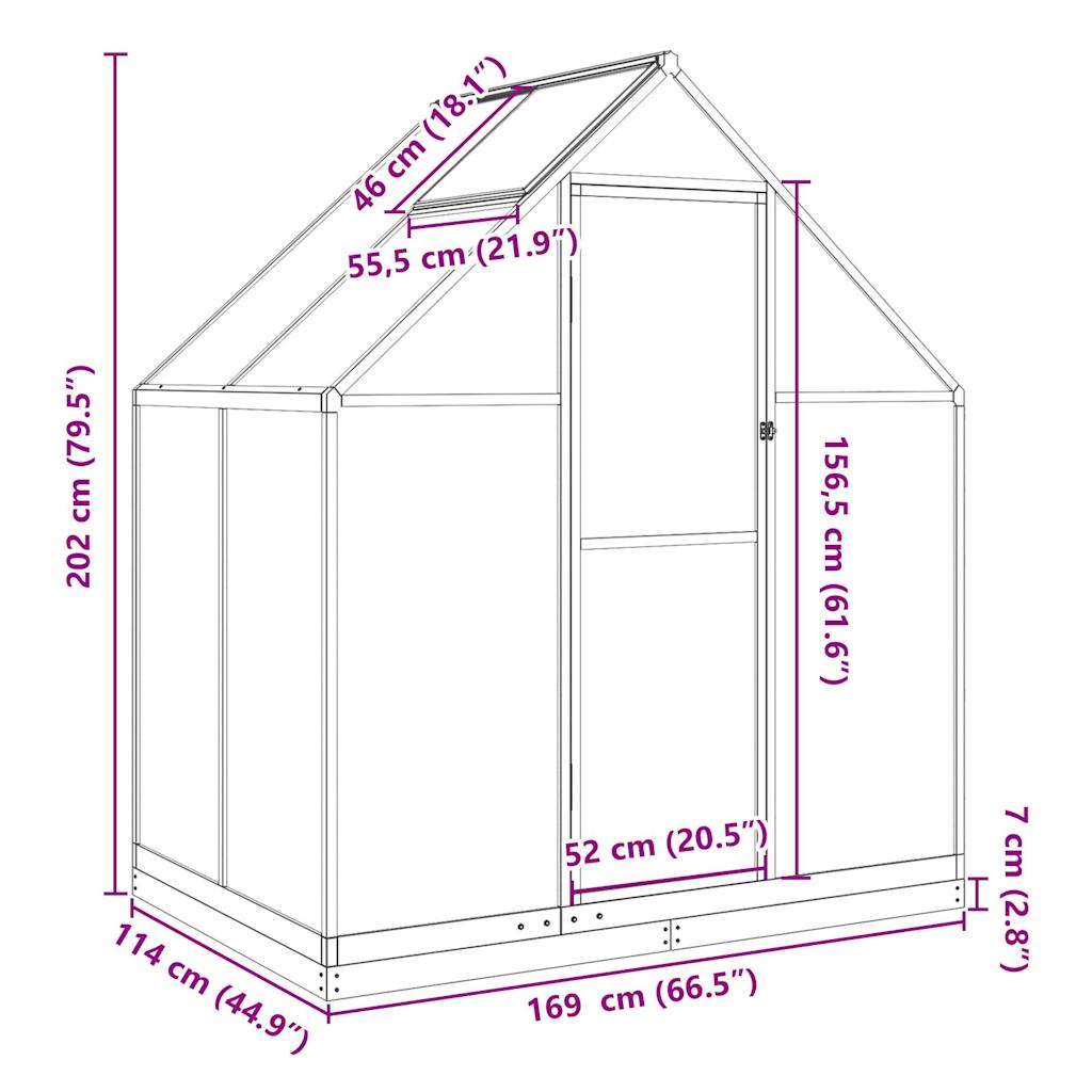 Telaio Serra con Base Antracite 169x114x202 cm in Alluminio