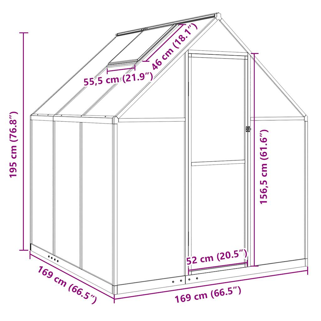 Telaio Serra con Base Antracite 169x169x195 cm in Alluminio