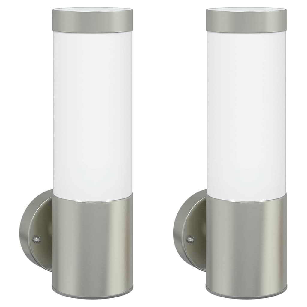 Lampada da Parete Esterna 2 pz Argento 12 x 8,5 x 27 cm