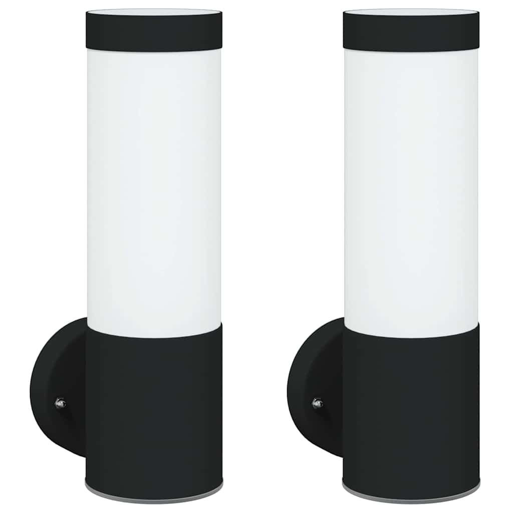 Lampada da Parete Esterna 2 pz Nero 12 x 8,5 x 27 cm