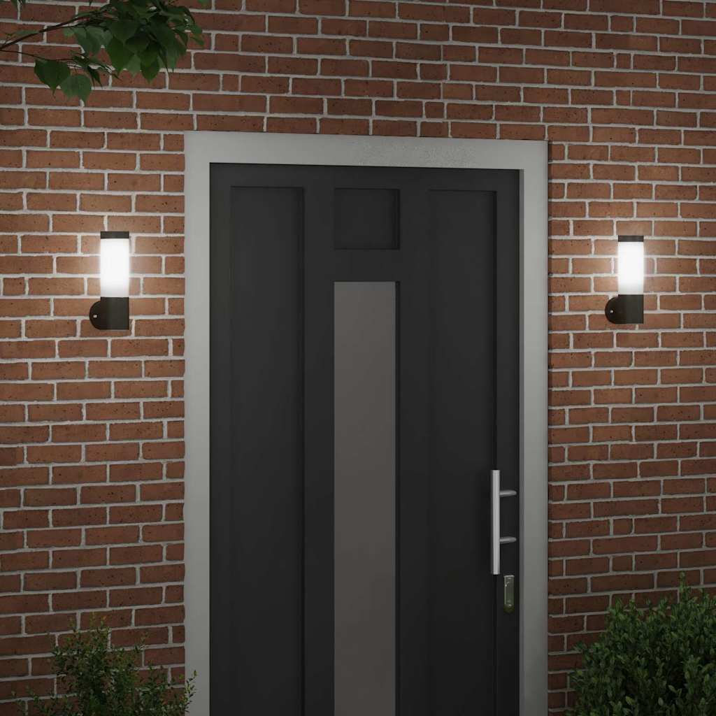Lampada da Parete Esterna 2 pz Nero 12 x 8,5 x 27 cm