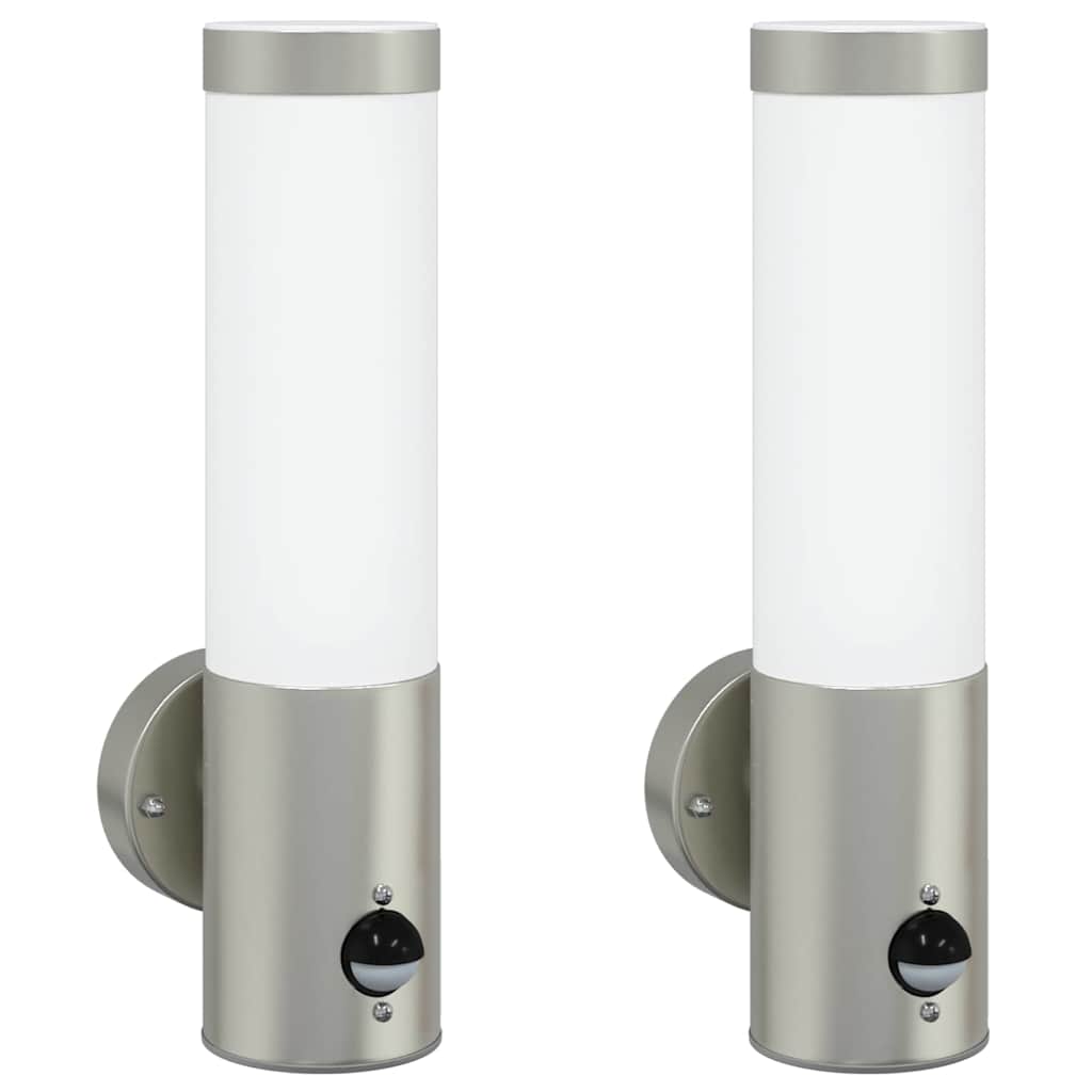 Lampada da Parete Esterna 2 pz Argento 12 x 8,5 x 29 cm