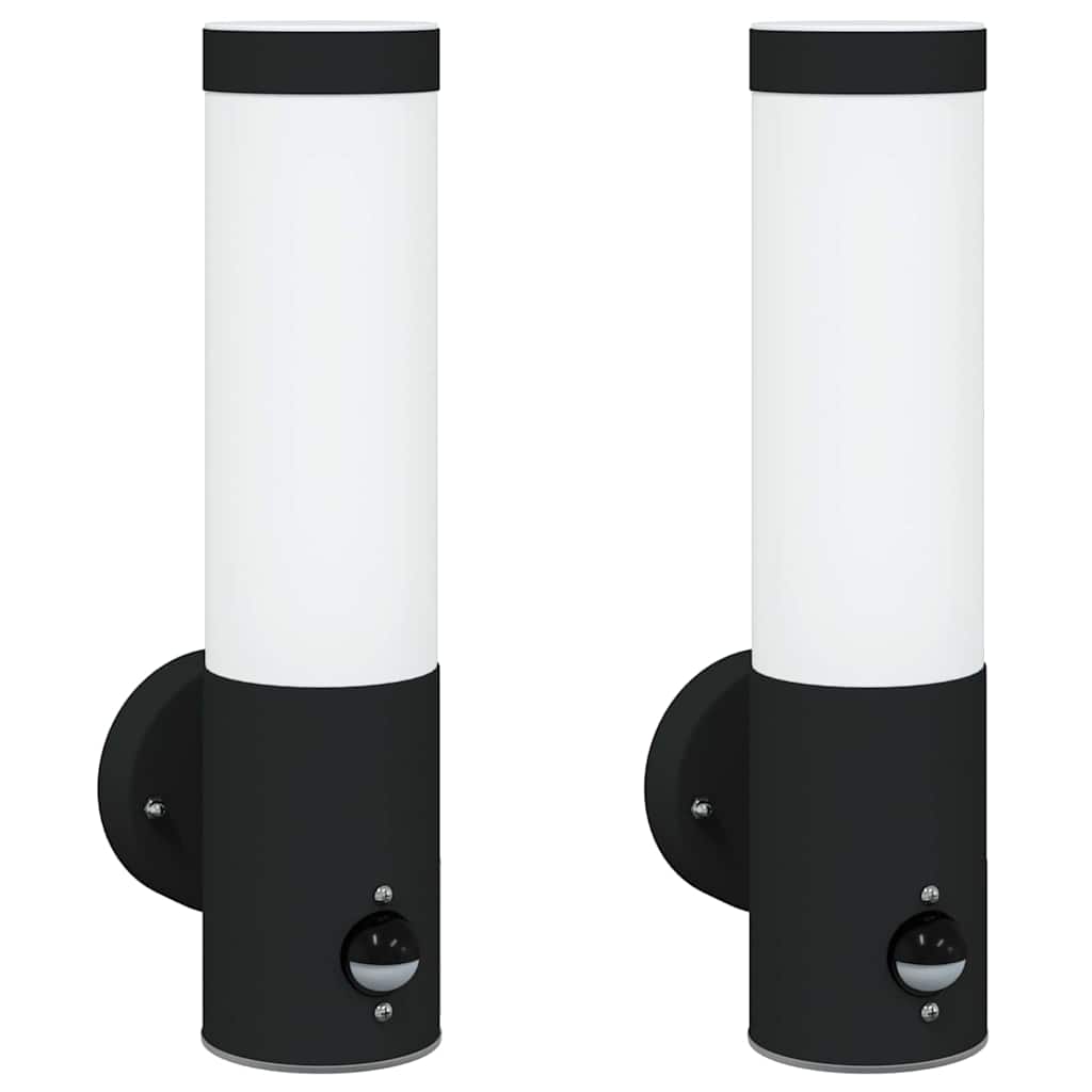 Lampada da Parete Esterna 2 pz Nero 12 x 8,5 x 29 cm