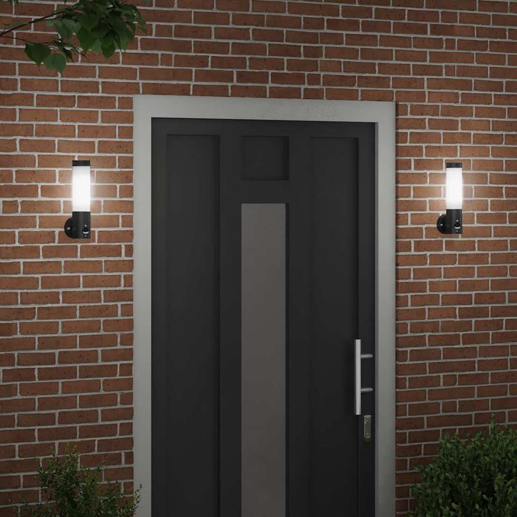 Lampada da Parete Esterna 2 pz Nero 12 x 8,5 x 29 cm