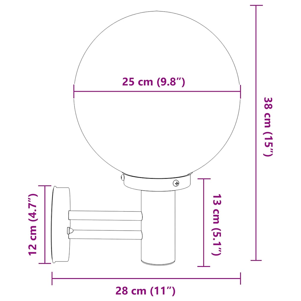Lampada da Parete Esterna Argento 28 x 25 x 38 cm