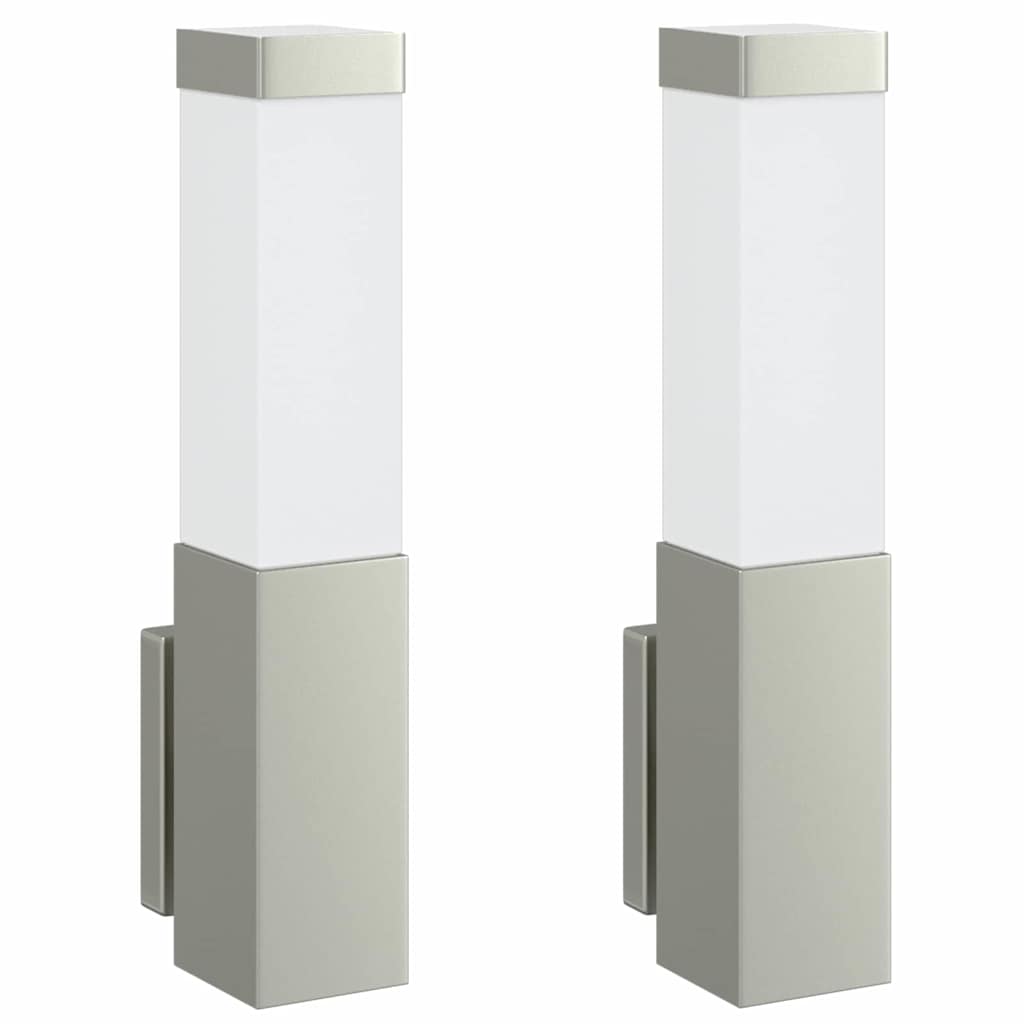 Lampada da Parete Esterna 2 pz Argento 10.5 x 6 x 33 cm