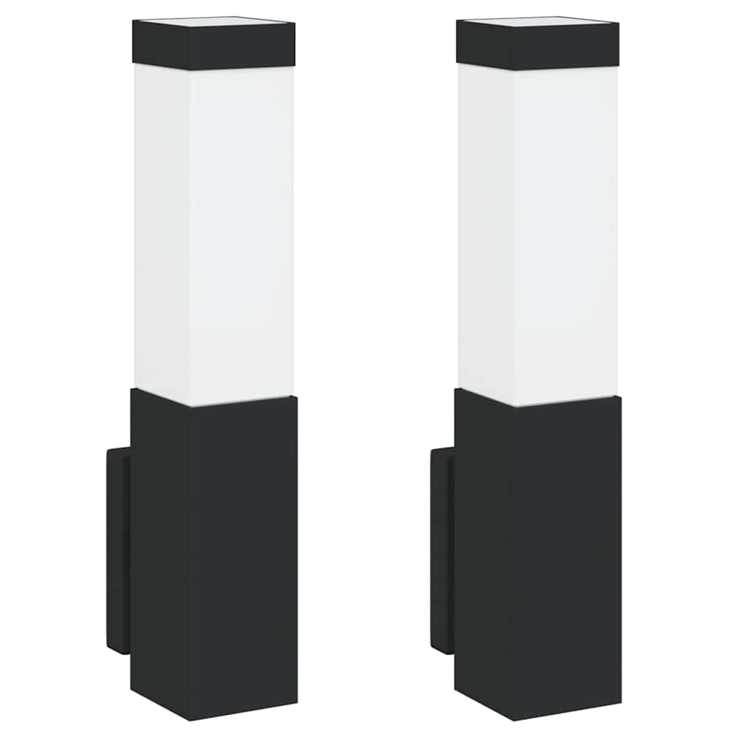 Lampada da Parete Esterna 2 pz Nero 10.5 x 6 x 33 cm