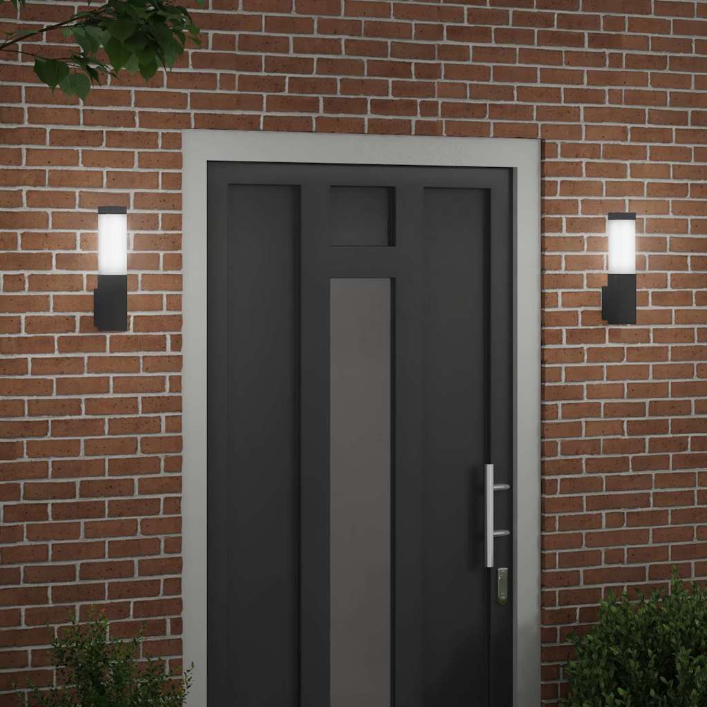 Lampada da Parete Esterna 2 pz Nero 10.5 x 6 x 33 cm