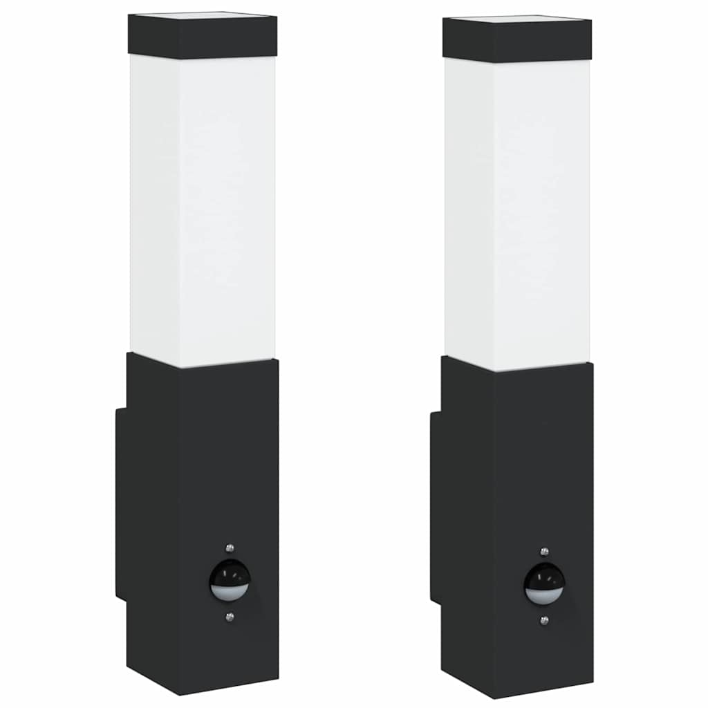 Lampada da Parete Esterna 2 pz Nero 10.5 x 6 x 33 cm