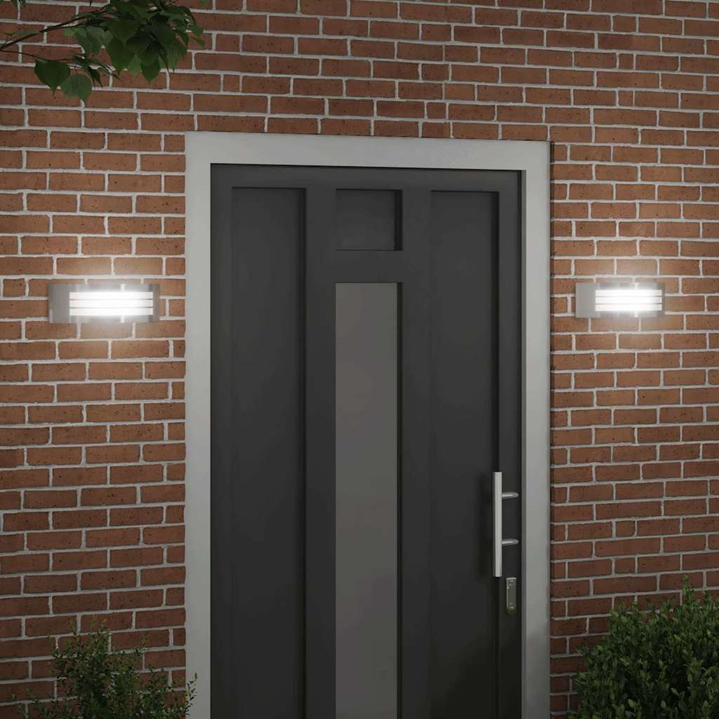 Lampada da Parete Esterna 2 pz Argento 32 x 10 x 10 cm
