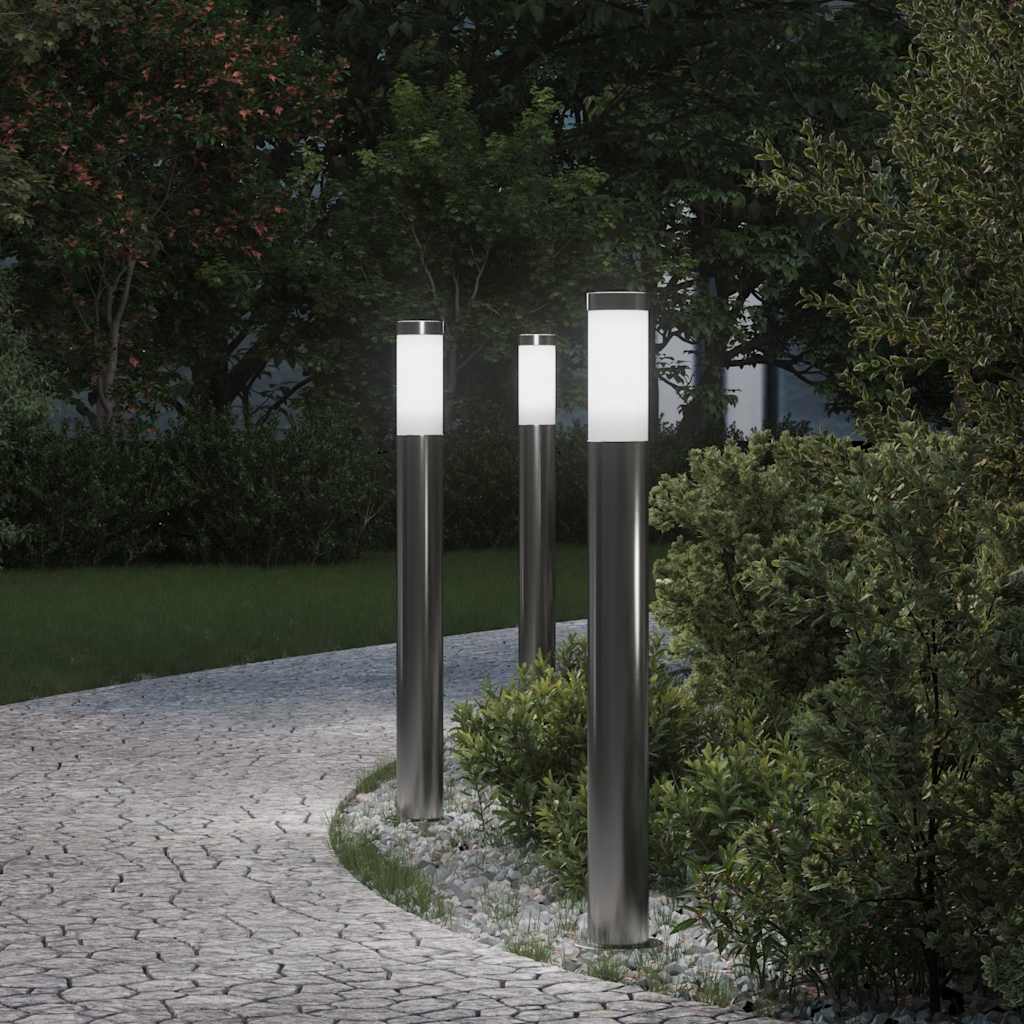 Lampioni a palo 3 pz 80 cm Acciaio Inox IP44