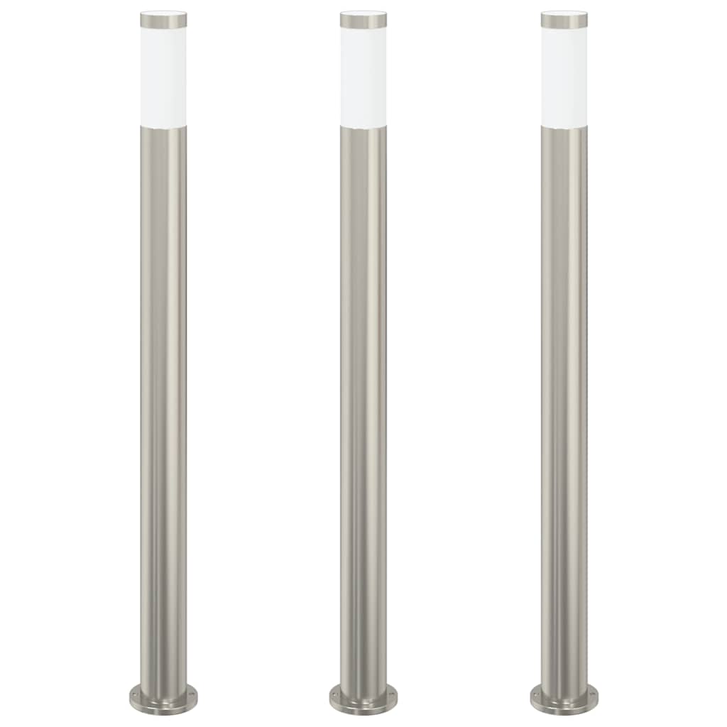 Lampioni a palo 3 pz 110 cm Acciaio Inox IP44