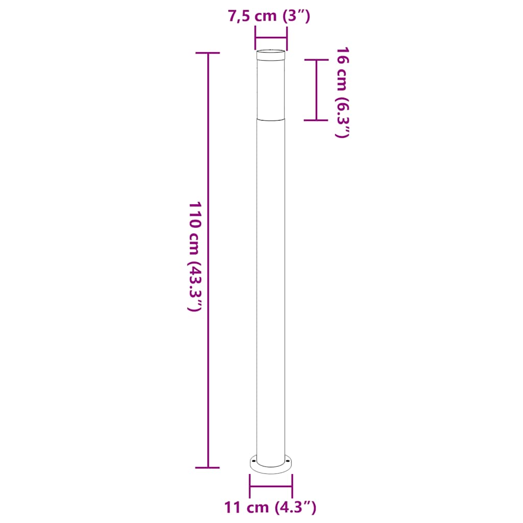 Lampioni a palo 3 pz 110 cm Acciaio Inox IP44