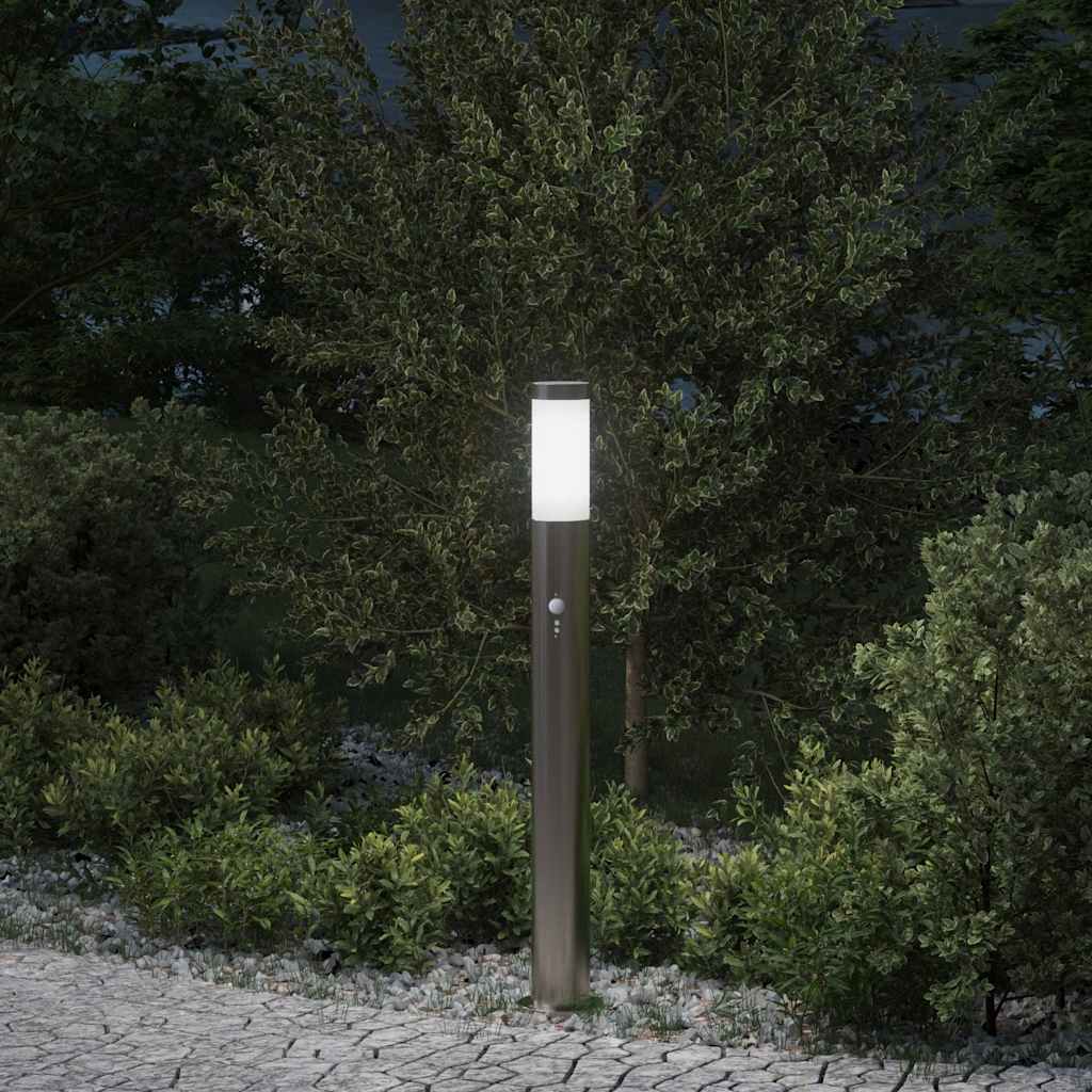 Lampada a paletto con sensore 80 cm Acciaio Inox IP44