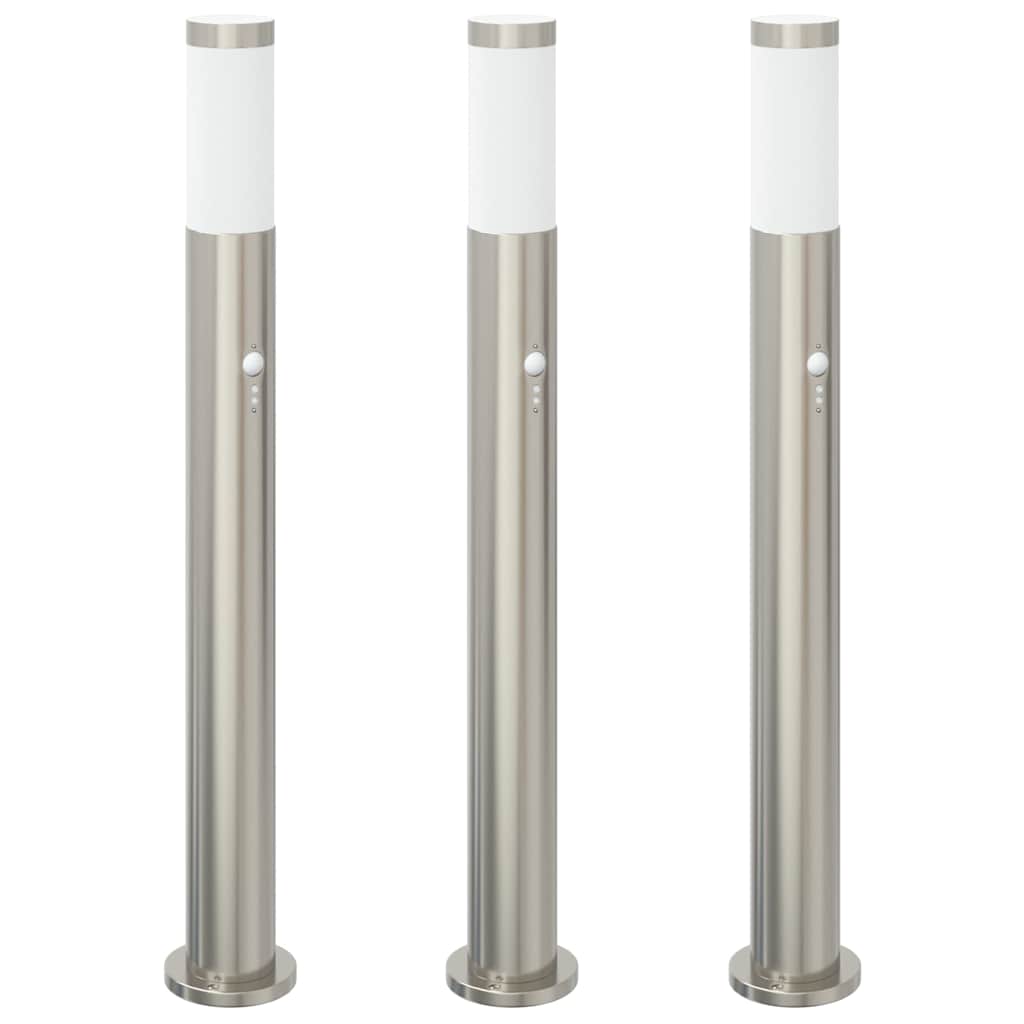 Lampioni a dissuasore con sensore 3 pz 80 cm Acciaio Inox IP44
