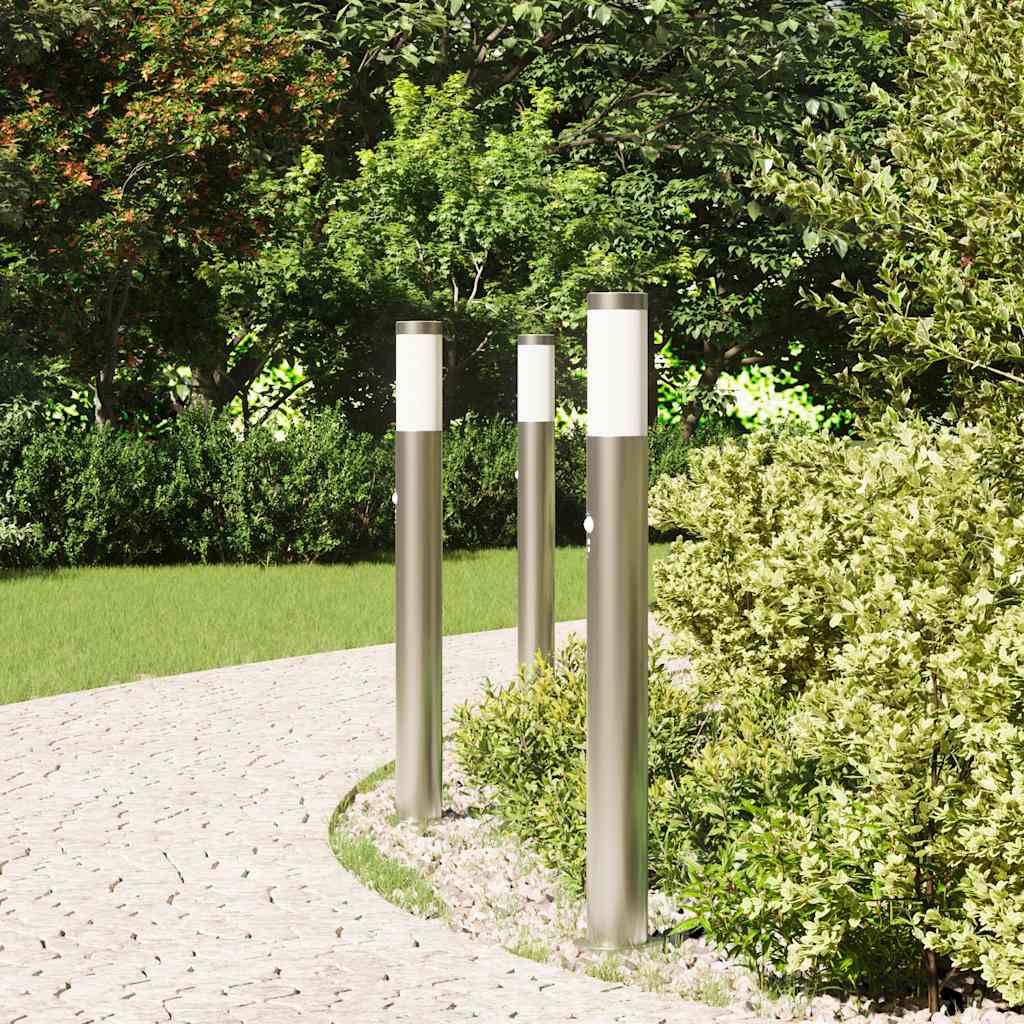 Lampioni a dissuasore con sensore 3 pz 80 cm Acciaio Inox IP44