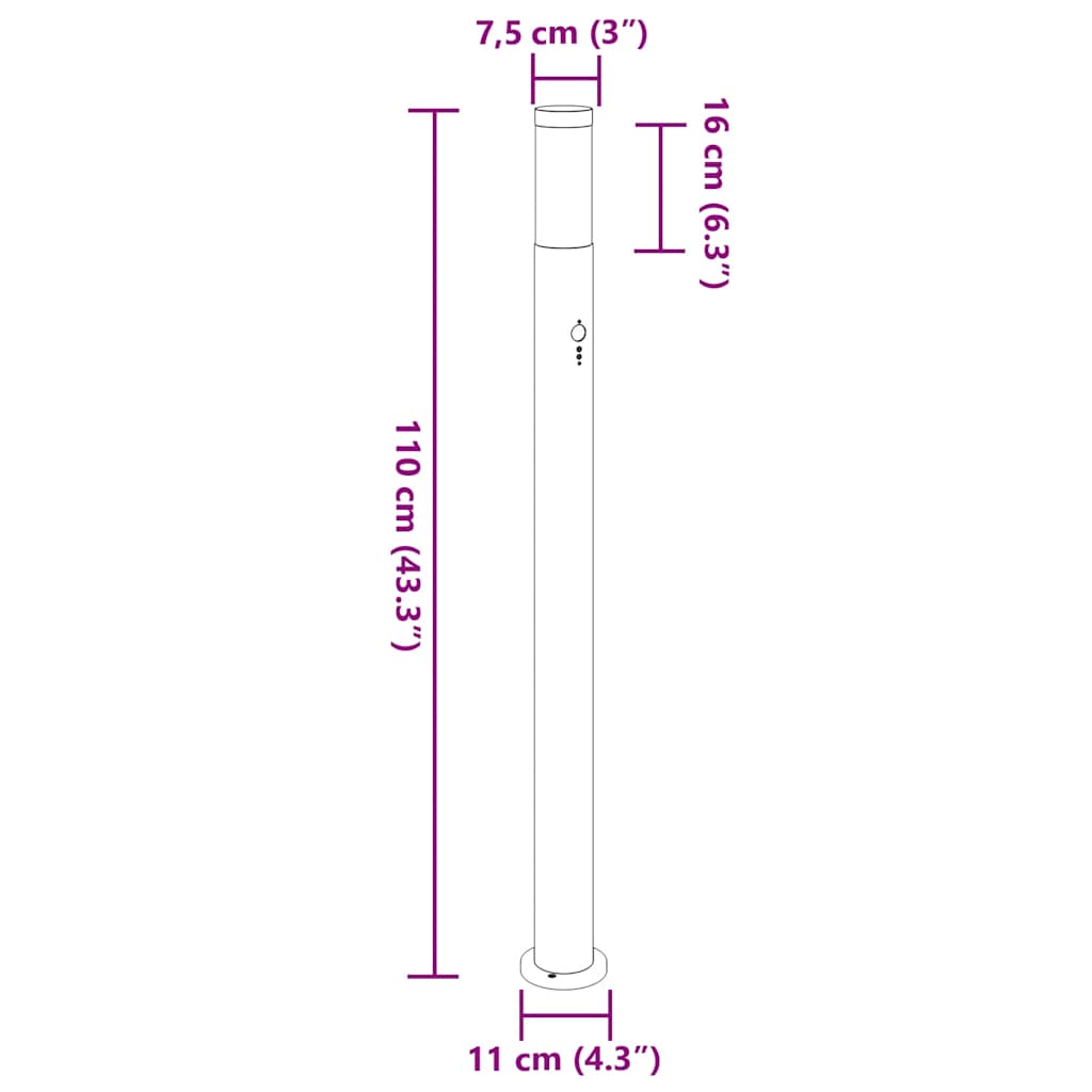 Lampada a paletto con sensore 110 cm Acciaio Inox IP44