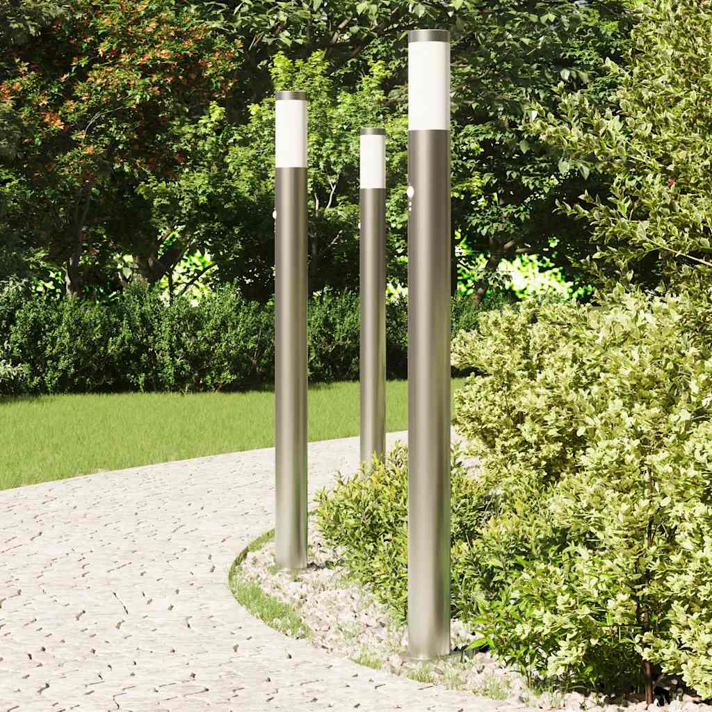 Lampioni a paletto con sensore 3 pz 110 cm Acciaio Inox IP44