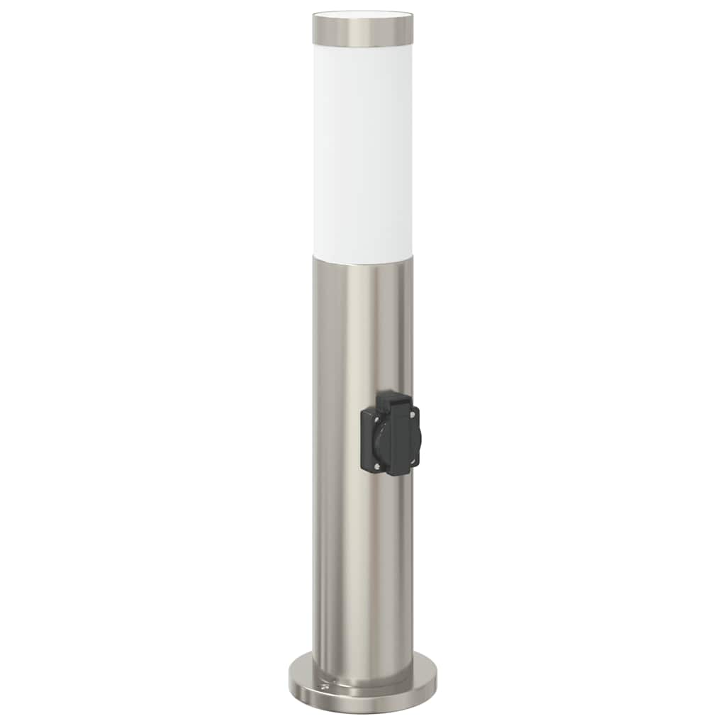 Lampada a paletto con presa elettrica 50 cm Acciaio Inox IP44