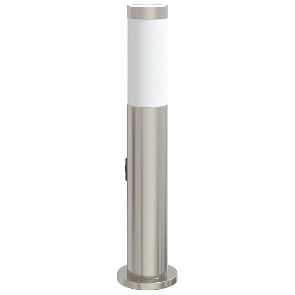 Lampada a paletto con presa elettrica 50 cm Acciaio Inox IP44