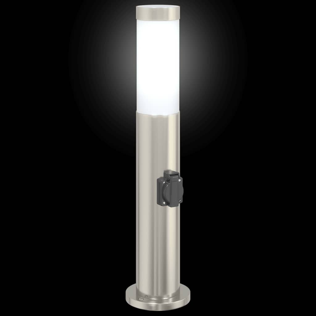 Lampada a paletto con presa elettrica 50 cm Acciaio Inox IP44