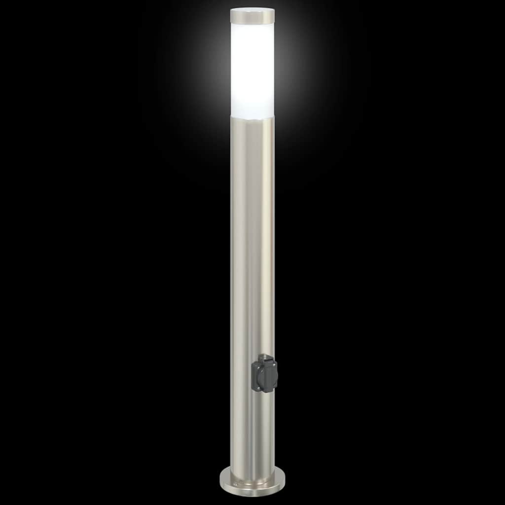 Lampioni a palo con presa elettrica 3 pz 80 cm Acciaio Inox IP44