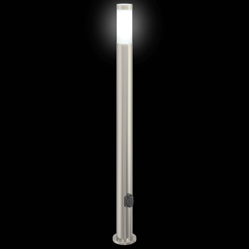 Lampada a paletto con presa elettrica 110 cm Acciaio Inox IP44