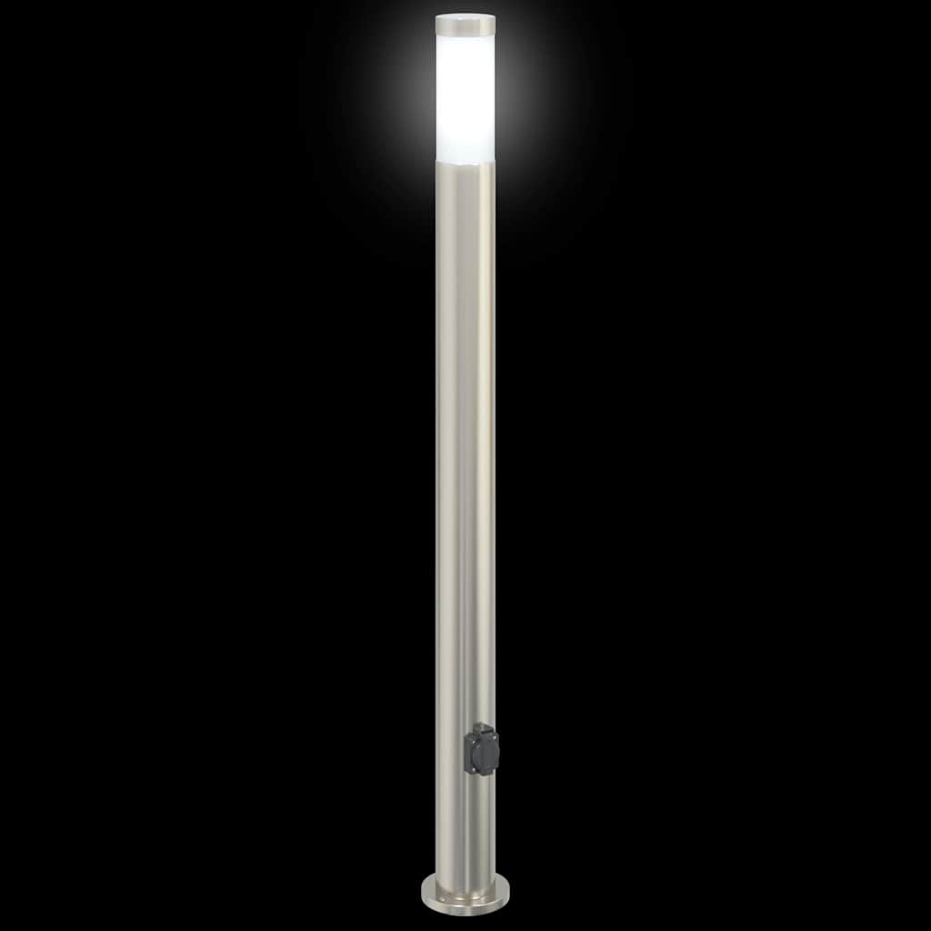 Lampioni a colonnina con presa elettrica 3 pz 110 cm Acciaio Inox IP44