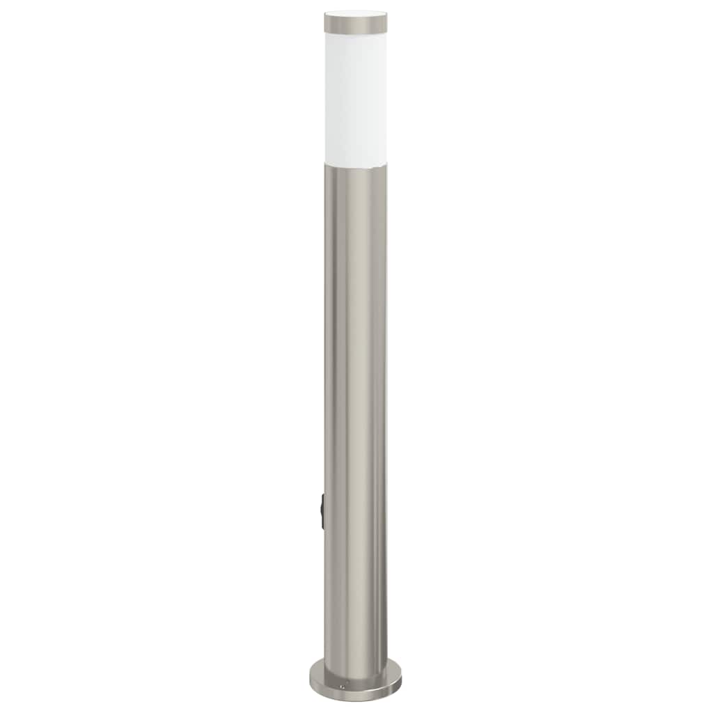 Lampada a paletto con sensore e presa 80 cm Acciaio Inox IP44