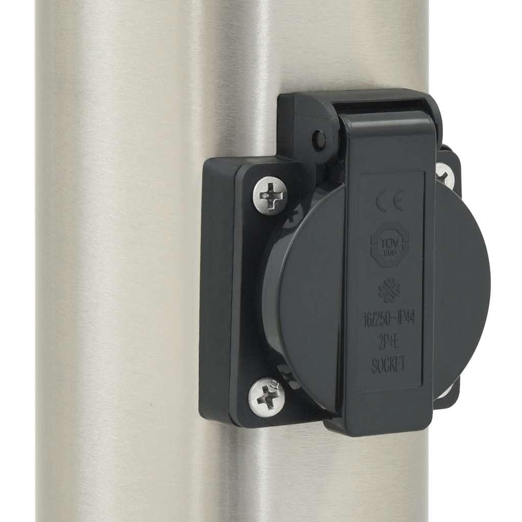 Lampada a paletto con sensore e presa 80 cm Acciaio Inox IP44