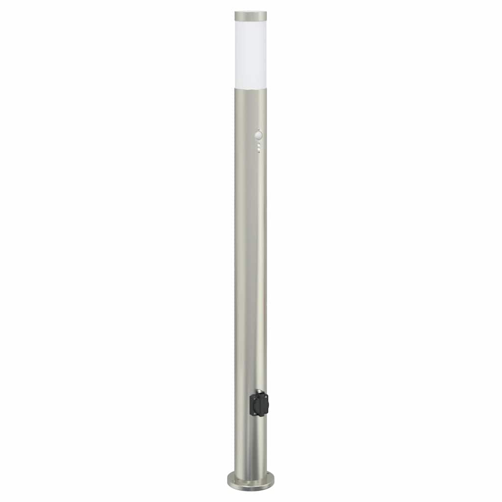 Lampada a paletto con sensore e presa 110 cm Acciaio Inox IP44
