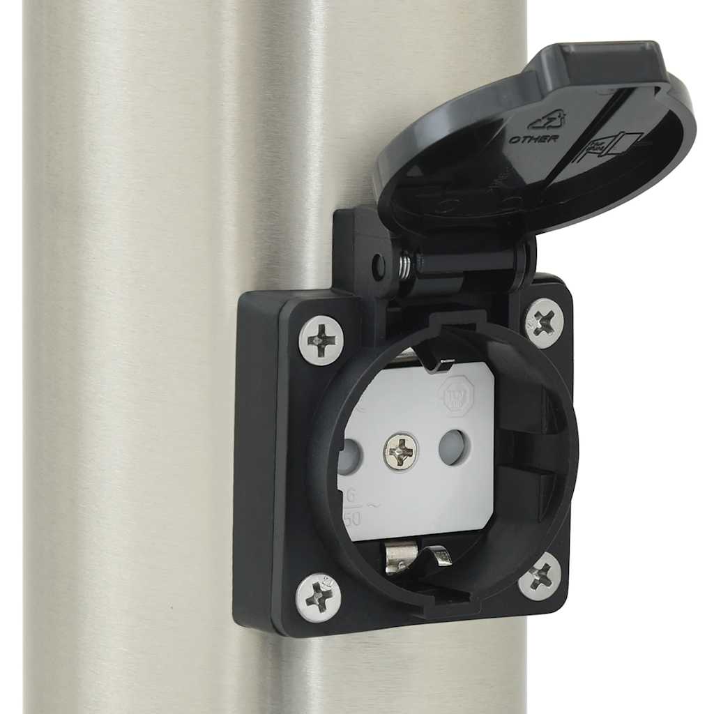 Lampada a paletto con sensore e presa 110 cm Acciaio Inox IP44