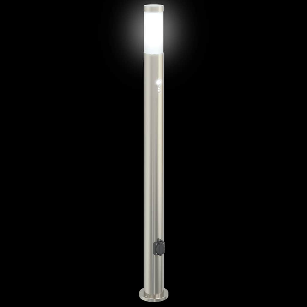 Lampioni a dissuasore con sensore e presa 3 pz 110 cm Acciaio Inox IP44