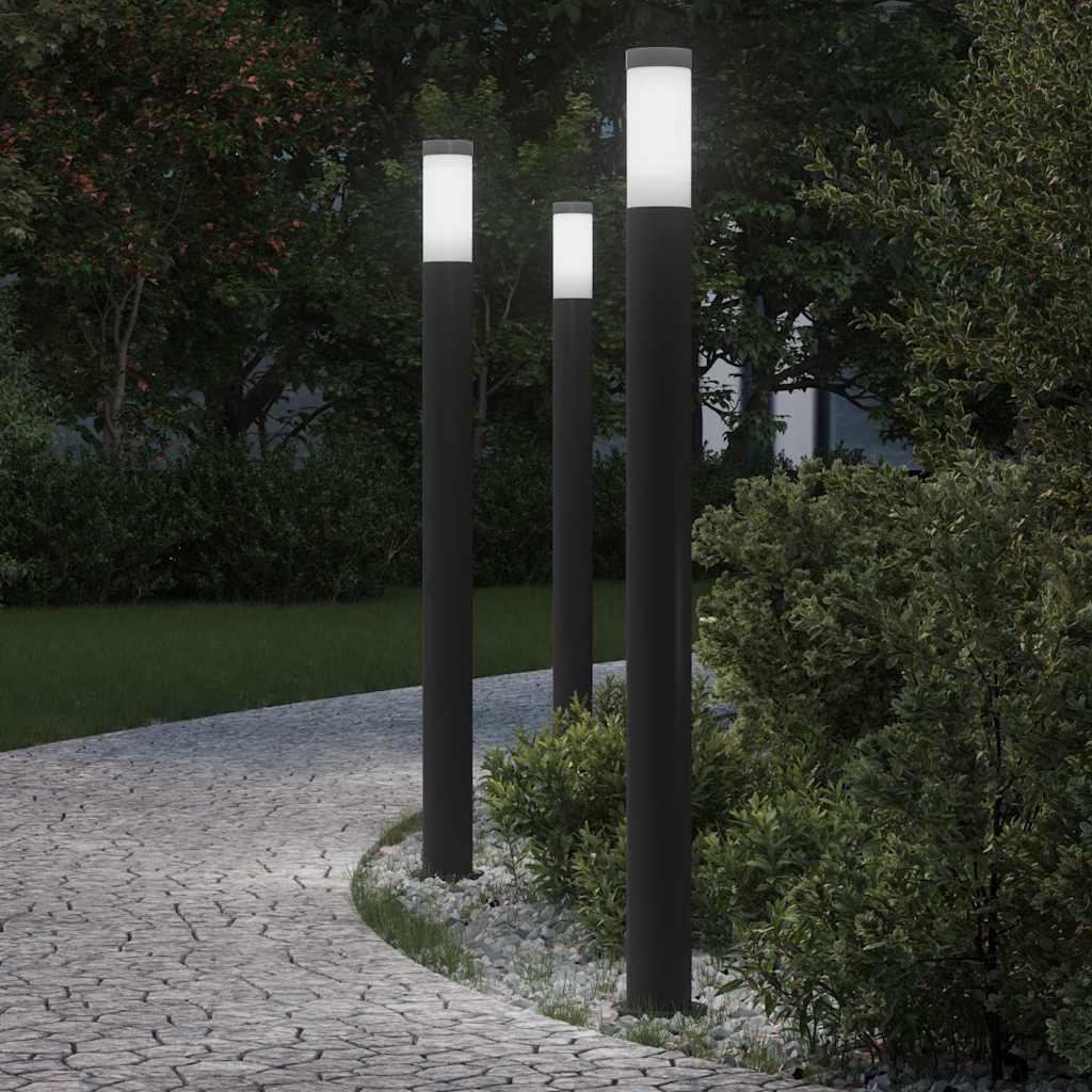Lampioni a palo 3 pz 110 cm Acciaio Inox IP44