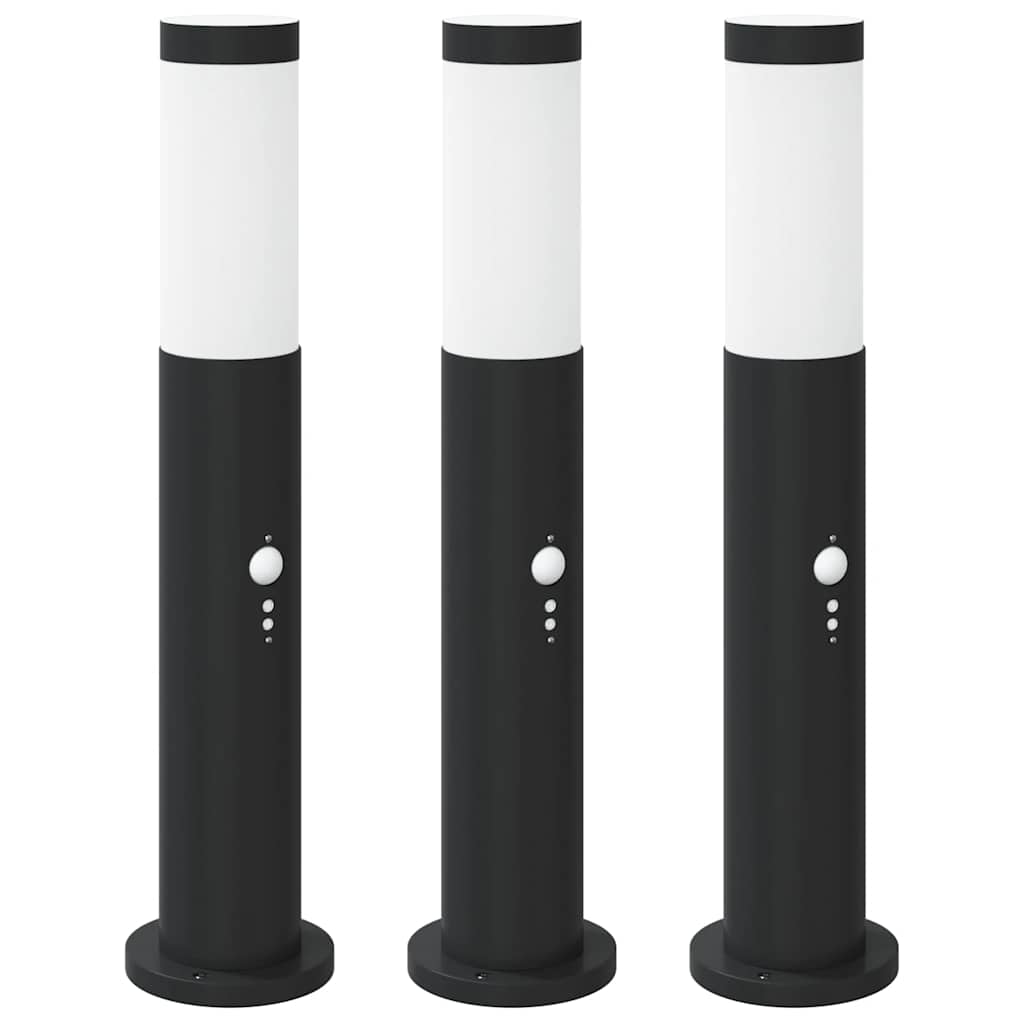 Lampioni a paletto con sensore 3 pz 50 cm Acciaio Inox IP44