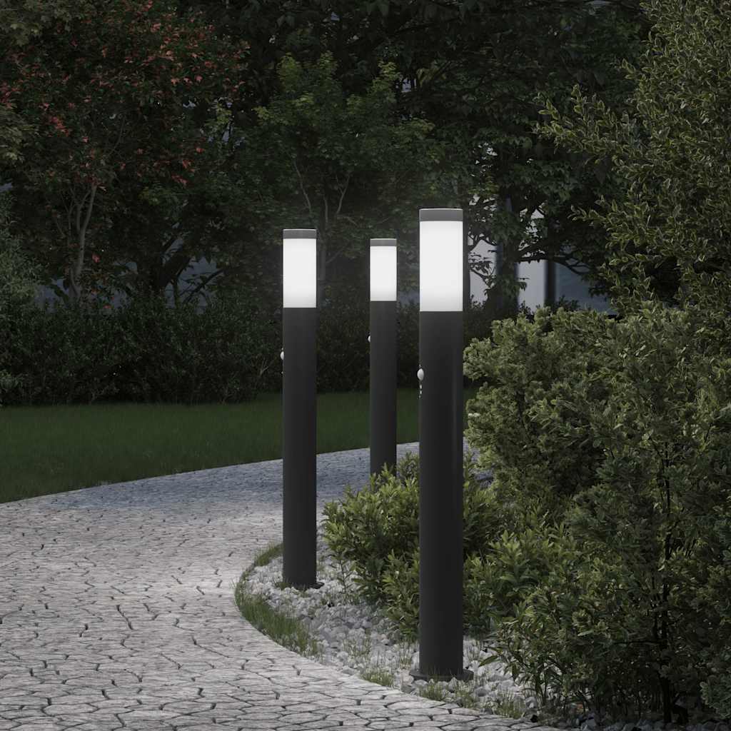 Lampioni a dissuasore con sensore 3 pz 80 cm Acciaio Inox IP44