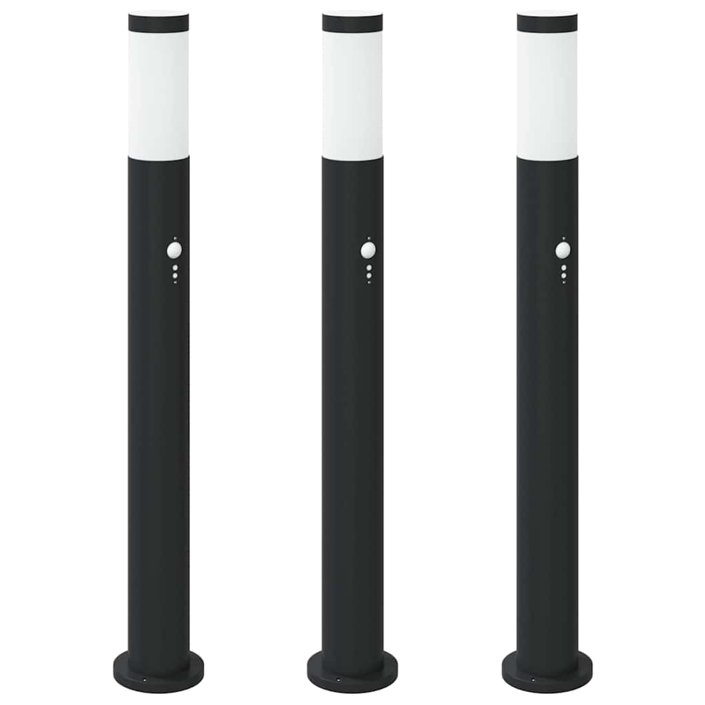 Lampioni a dissuasore con sensore 3 pz 80 cm Acciaio Inox IP44