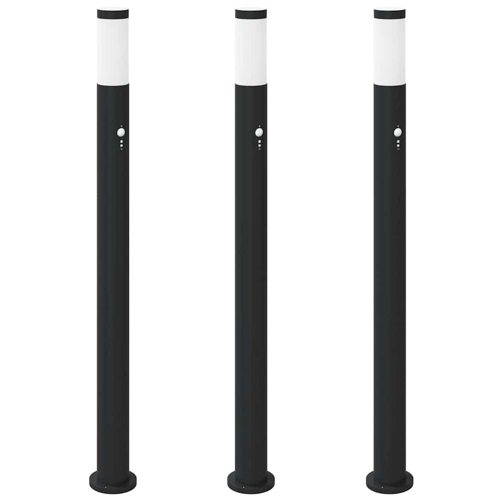 Lampioni a paletto con sensore 3 pz 110 cm Acciaio Inox IP44