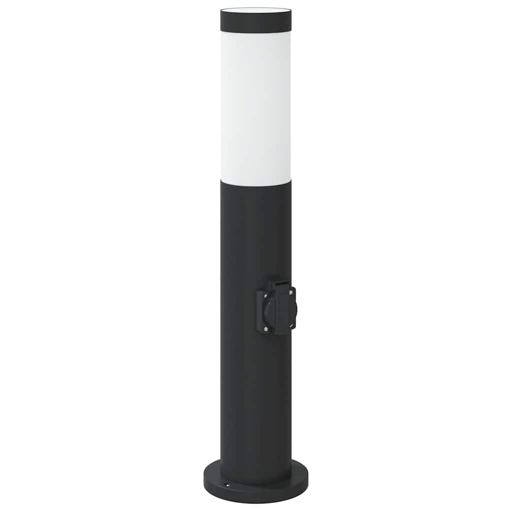 Lampada a paletto con presa elettrica 50 cm Acciaio Inox IP44