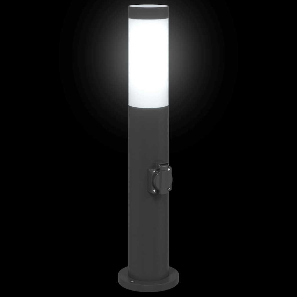 Lampada a paletto con presa elettrica 50 cm Acciaio Inox IP44