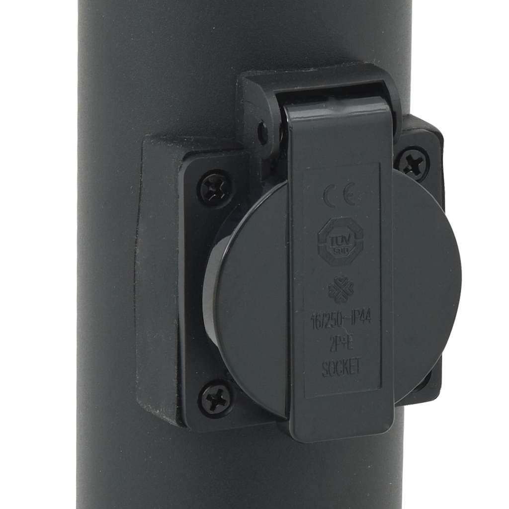 Lampada a paletto con presa elettrica 50 cm Acciaio Inox IP44