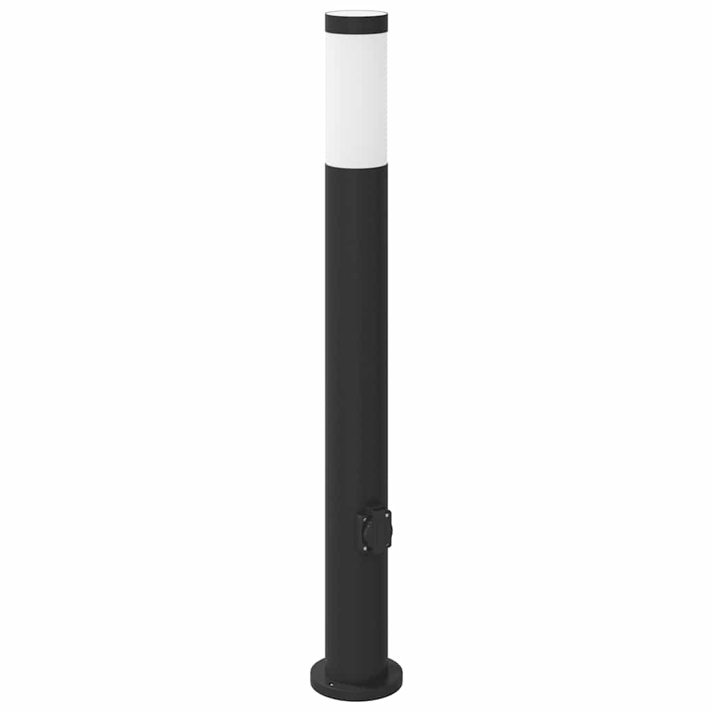 Lampada a paletto con presa elettrica 80 cm Acciaio Inox IP44