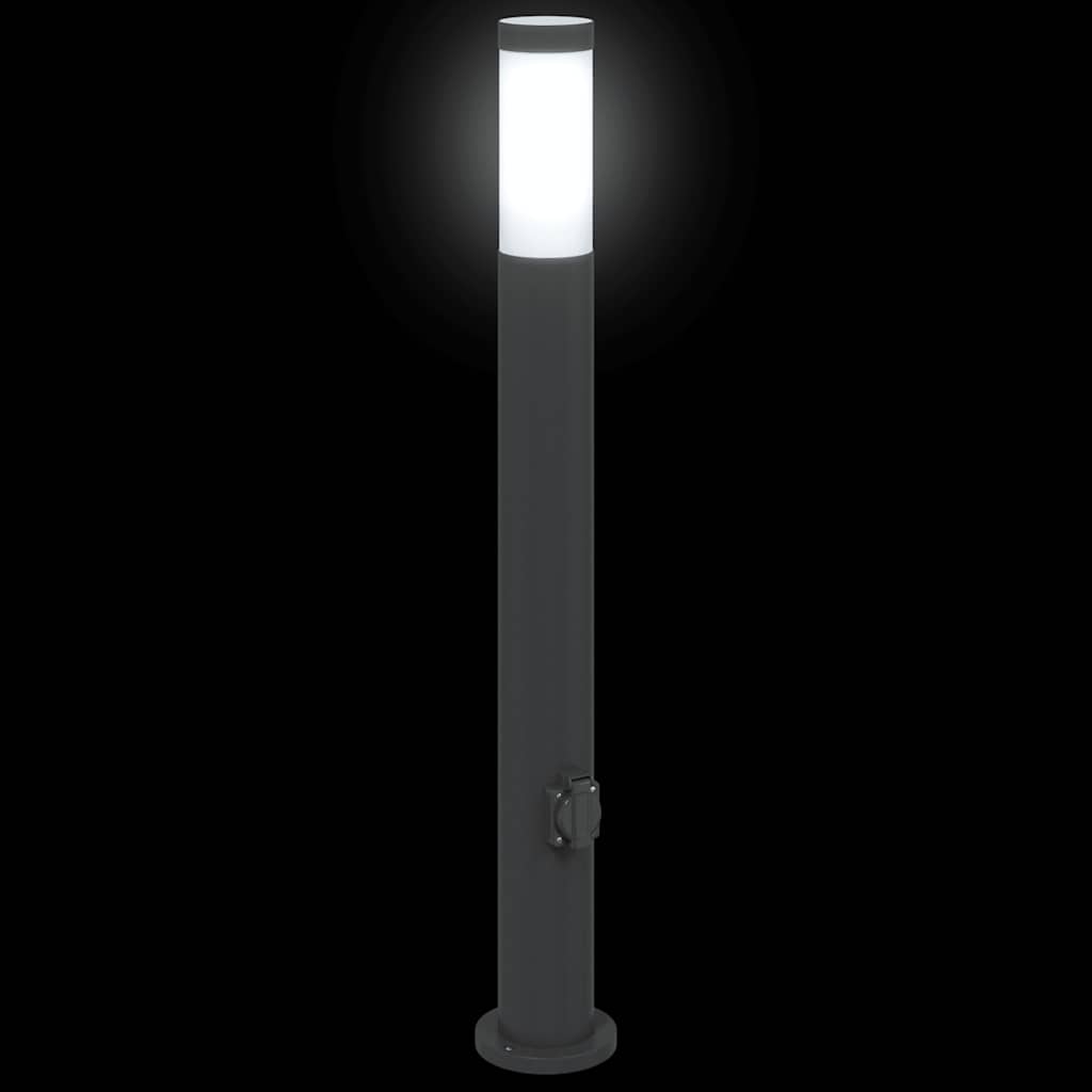 Lampada a paletto con presa elettrica 80 cm Acciaio Inox IP44