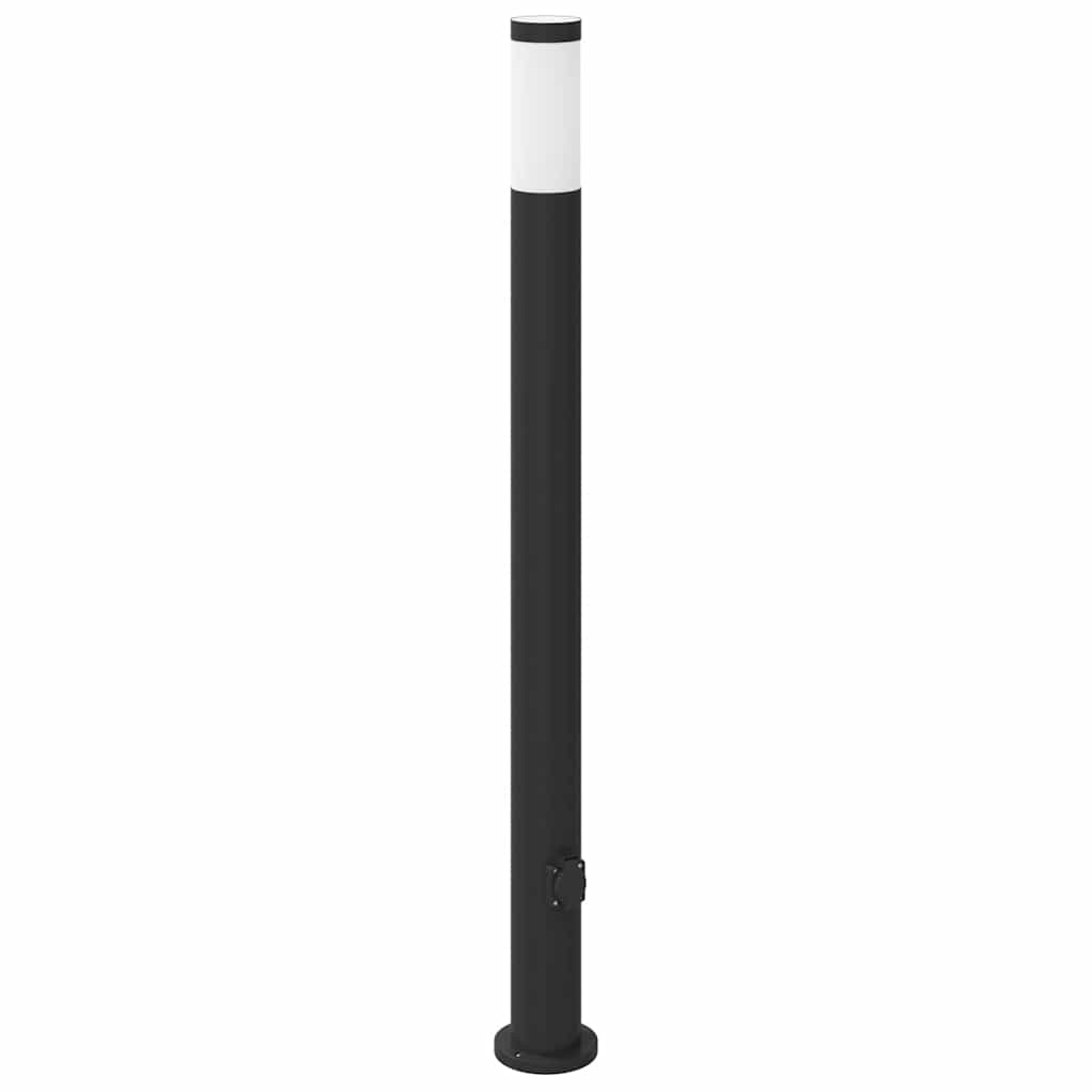 Lampada a paletto con presa elettrica 110 cm Acciaio Inox IP44