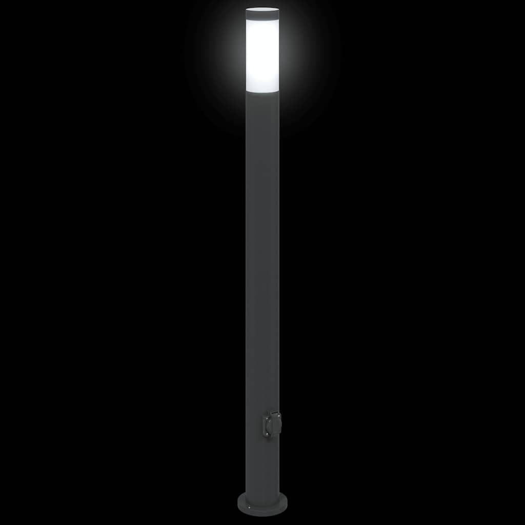 Lampada a paletto con presa elettrica 110 cm Acciaio Inox IP44