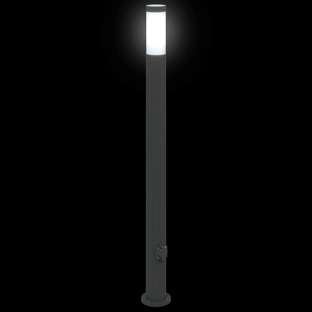 Lampioni a colonnina con presa elettrica 3 pz 110 cm Acciaio Inox IP44
