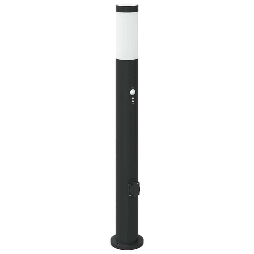 Lampada a paletto con sensore e presa 80 cm Acciaio Inox IP44