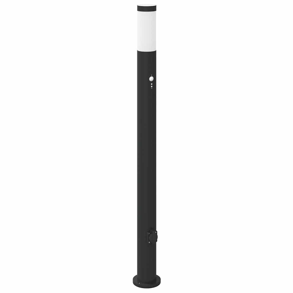 Lampada a paletto con sensore e presa 110 cm Acciaio Inox IP44