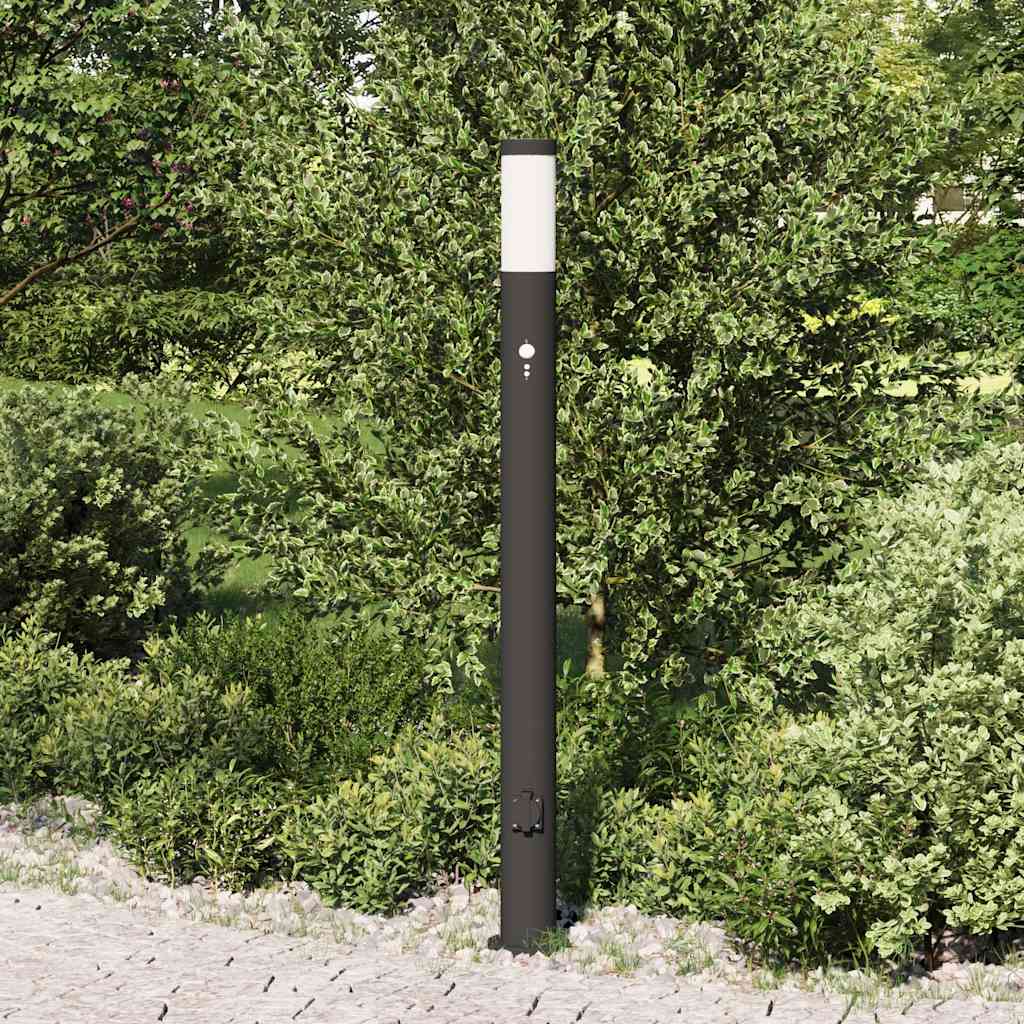 Lampada a paletto con sensore e presa 110 cm Acciaio Inox IP44